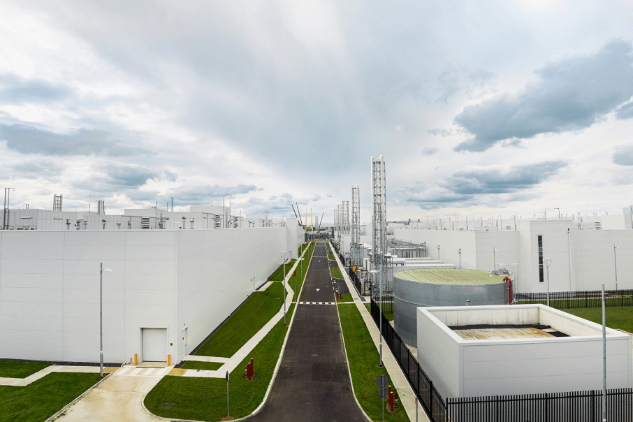 Side view of a datacenter